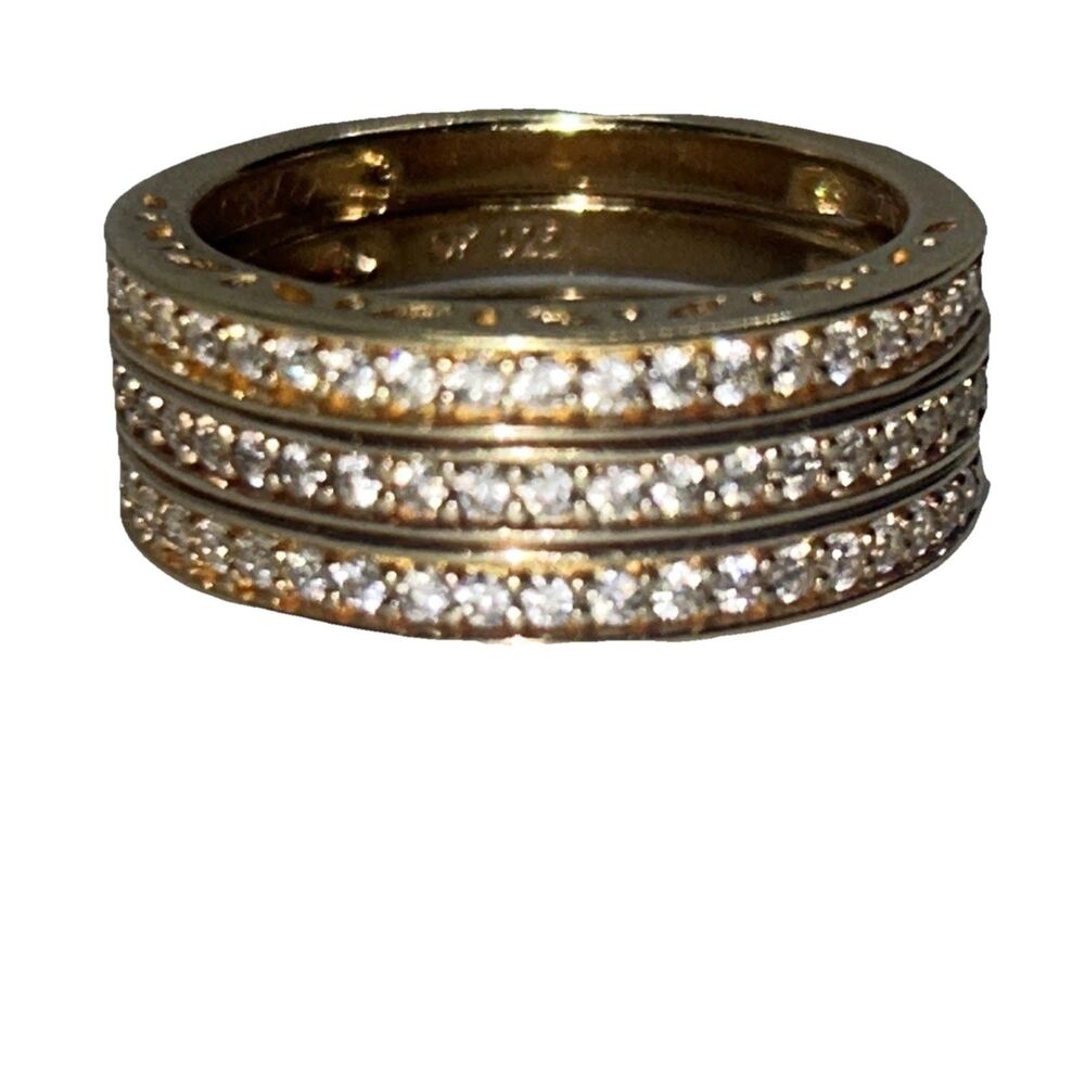 Gilt Sterling Silver DK 925  Sparkly Insert Two Rings in One Size 7